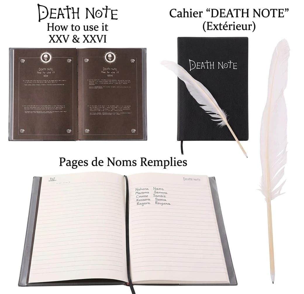 Carnet Death Note avec Plume d'Oie – Réplique Officielle & Journal Intime