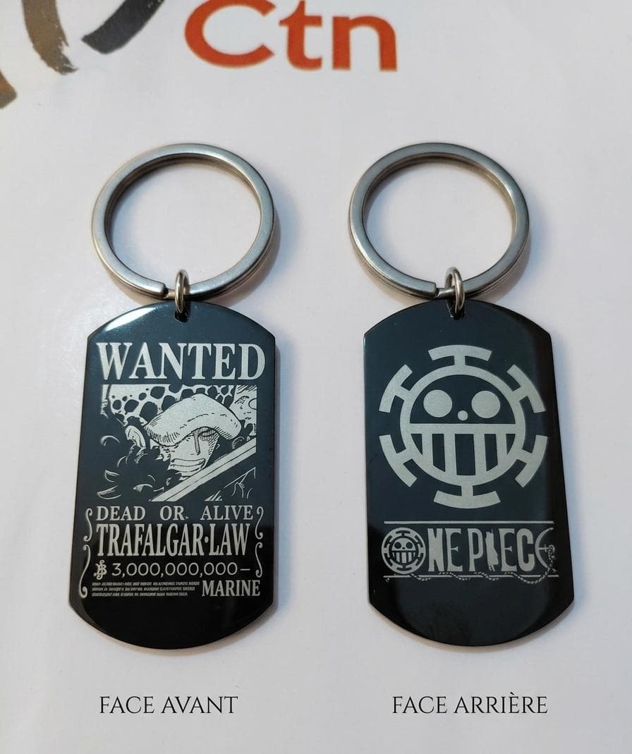Porte-clés One Piece Wanted - Trafalgar Law - Métal Gravé