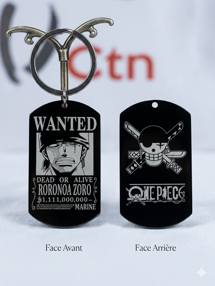 Porte-clés One Piece Wanted - Zoro - Métal Gravé